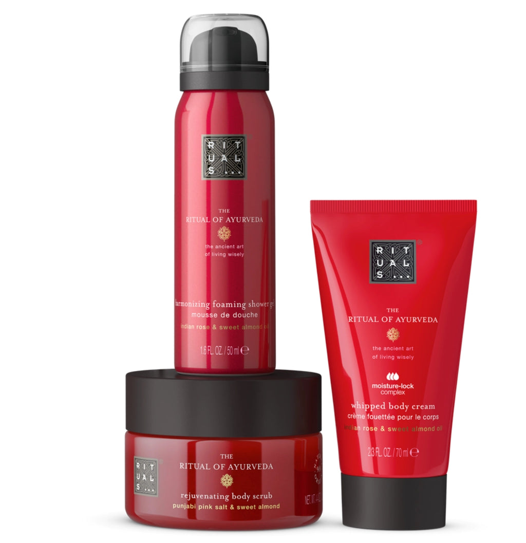 Rituals The Ritual of Ayurveda Trial Set 3 Copë | Trup – Trëndafil Indian & Vaj Bajameje