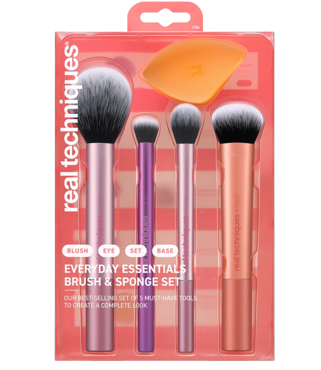 Real Techniques Everyday Essentials Brush & Sponge Set – Set Profesional për Grim