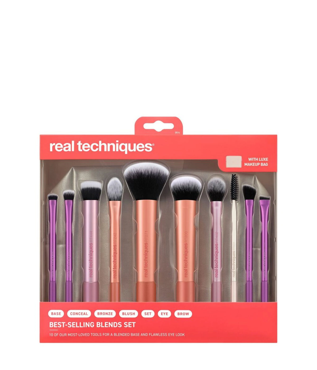 Set Furçash Makeup Real Techniques Best-Selling Blends – 10 Furça + Çantë